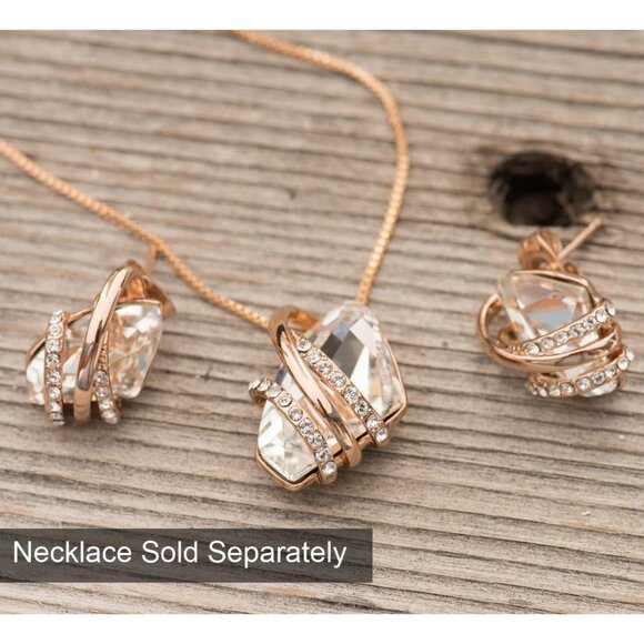 Women's Gold Leafael Wish Charm Birthstone Crystal Stud Earrings Jewellery - Picture 4 of 8